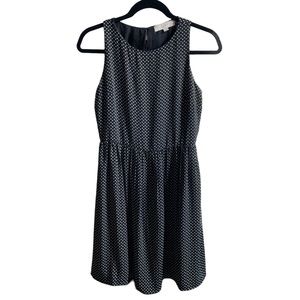 Loft Polka Dot Sleeveless Mini Dress Black and White Size 4 Petite